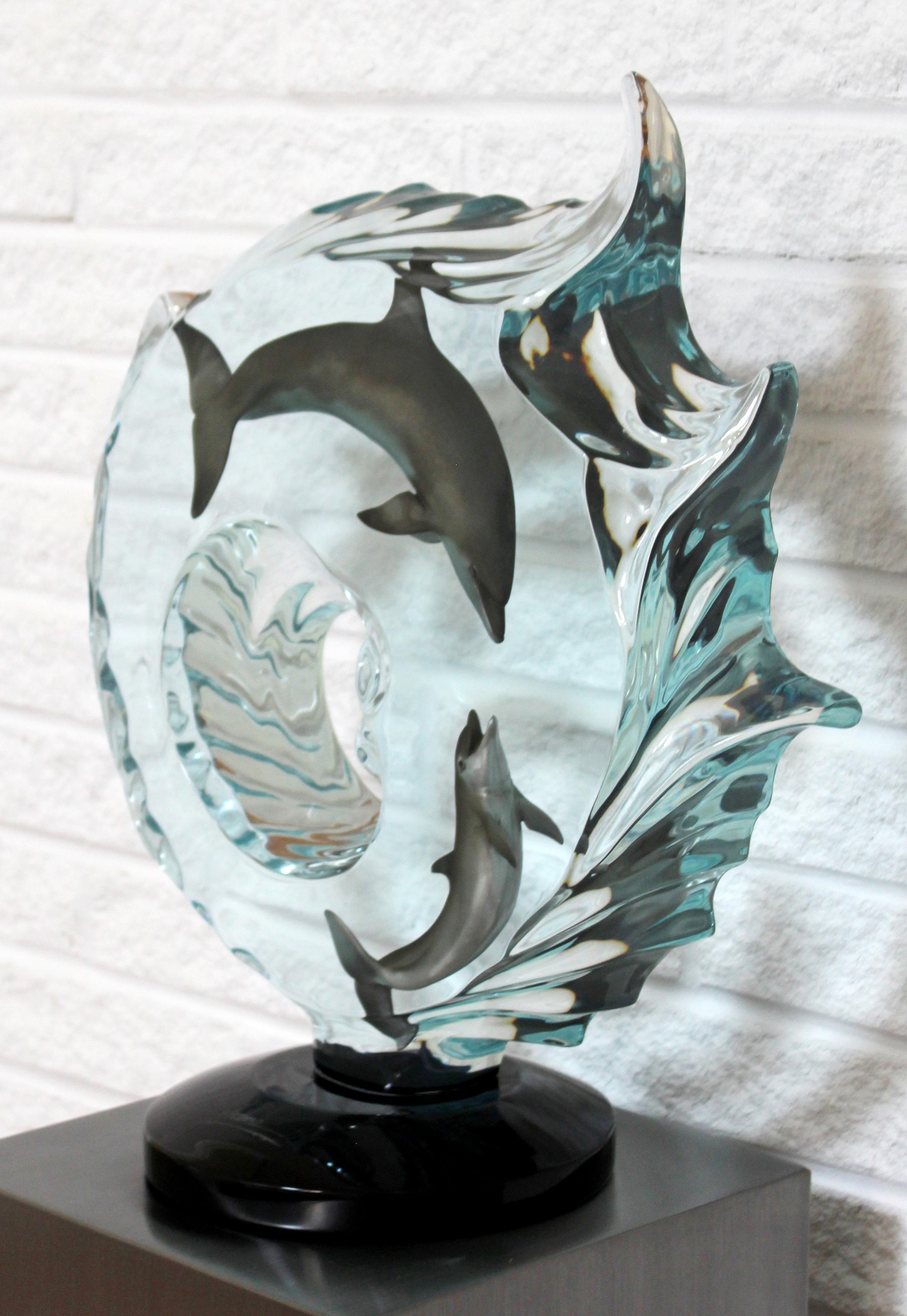 wyland acrylic dolphin sculpture
