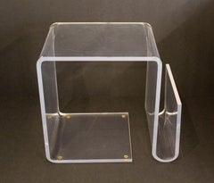 Contemporary Modern Lucite End Table Magazine Rack