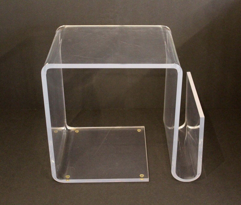 Contemporary Modern Lucite End Table Magazine Rack For Sale at 1stDibs