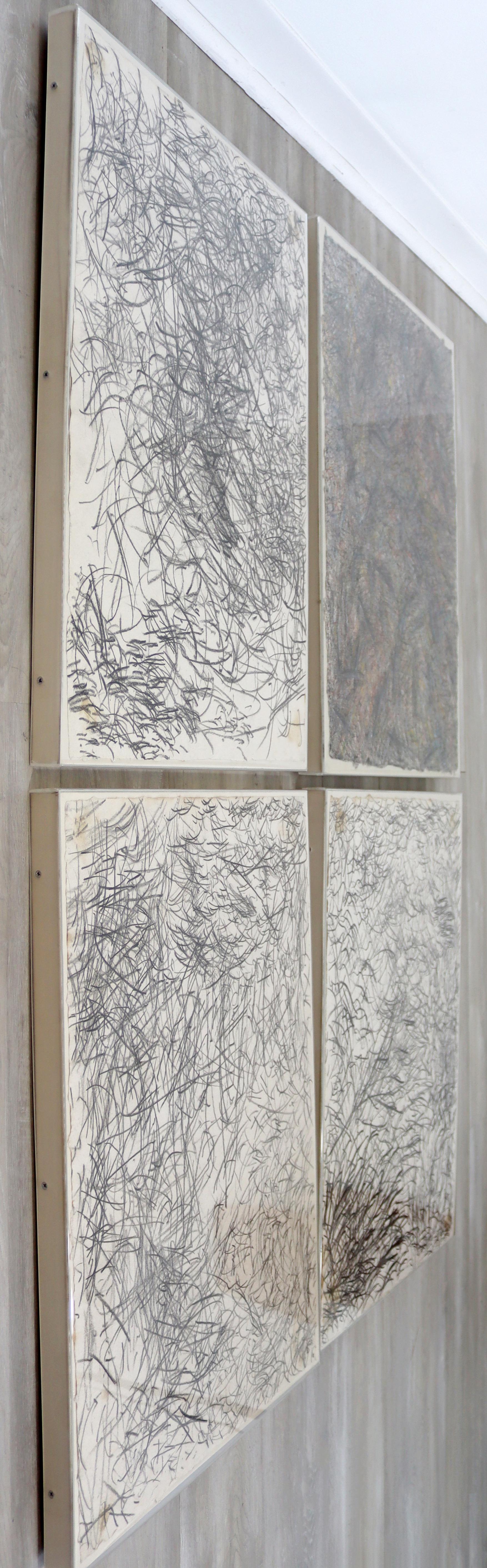 Late 20th Century Contemporary Modern Lucite Framed Set of 4 Abstract Drawings James Alan Crawford For Sale