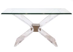 Contemporary Modern Lucite & Glass Console Table, 1980's
