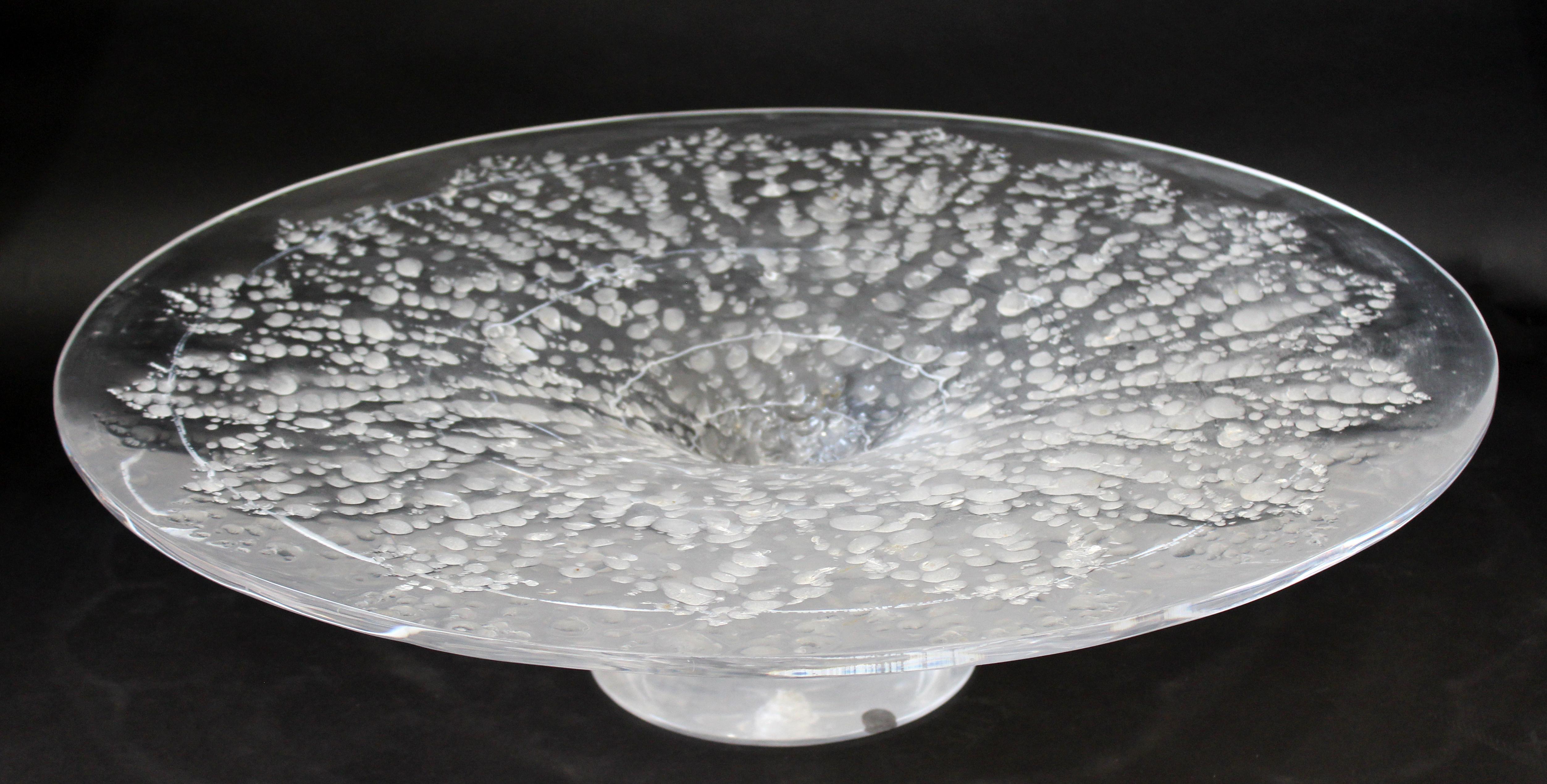For your consideration is a charming, Lucite acrylic pedestal bowl table sculpture, signed by Tery Belle, dated 1993. In excellent condition. The dimensions are 28.5