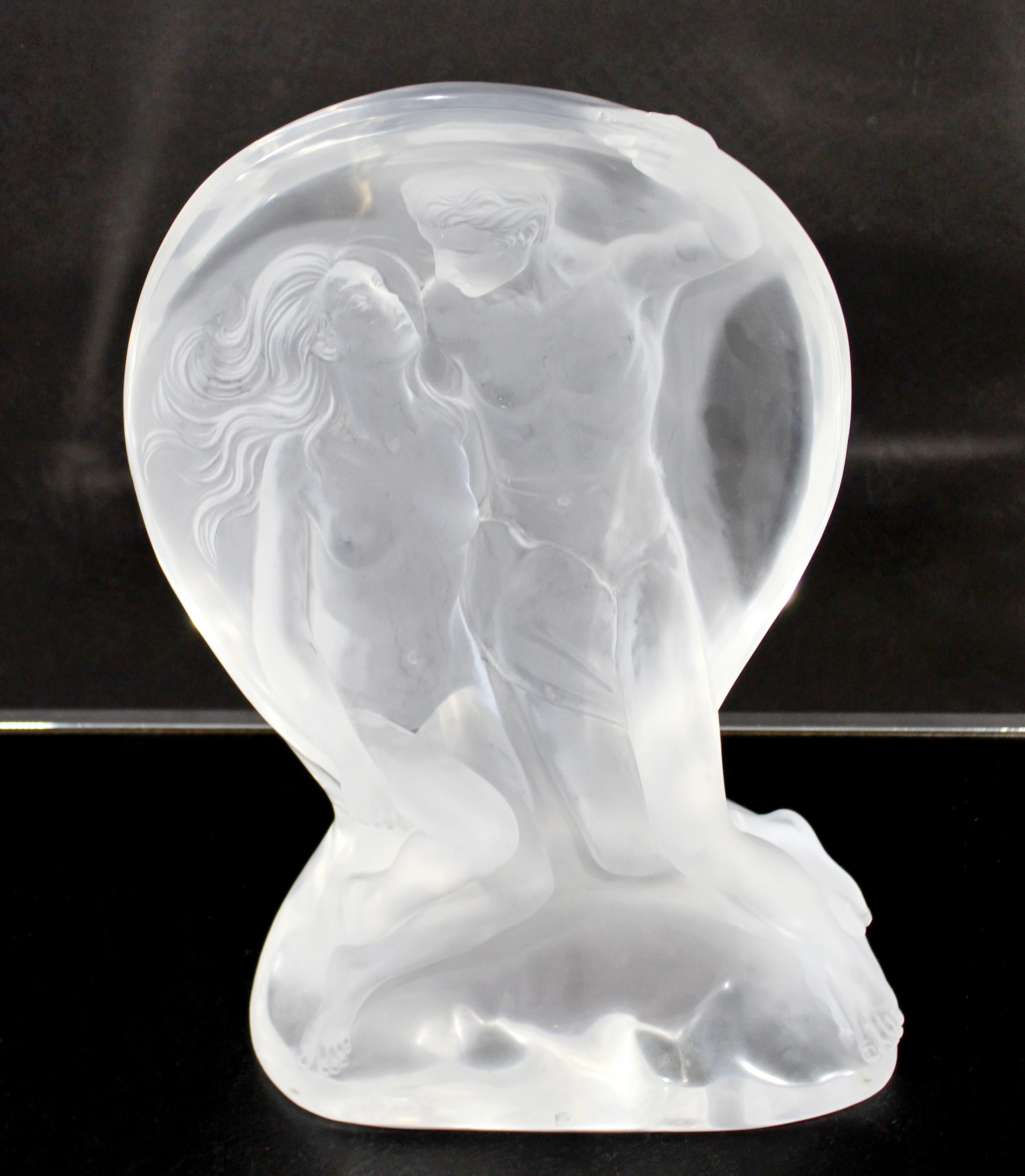 For your consideration is an a romantic, Lucite table sculpture of a couple, signed by Frederick E. Hart, entitled 