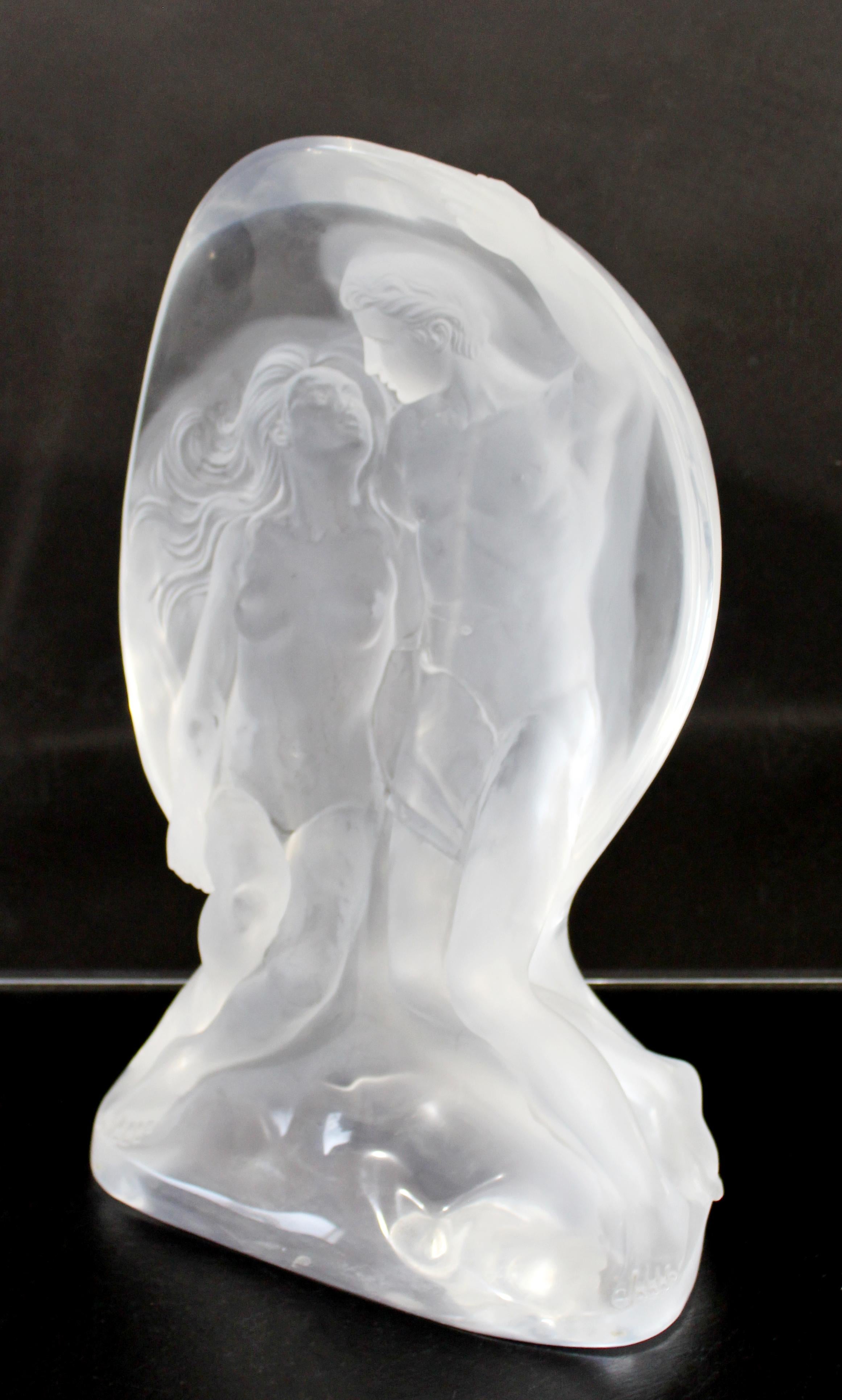 Contemporary Modern Lucite Table Sculpture Nude Couple Signed Frederick Hart In Good Condition In Keego Harbor, MI