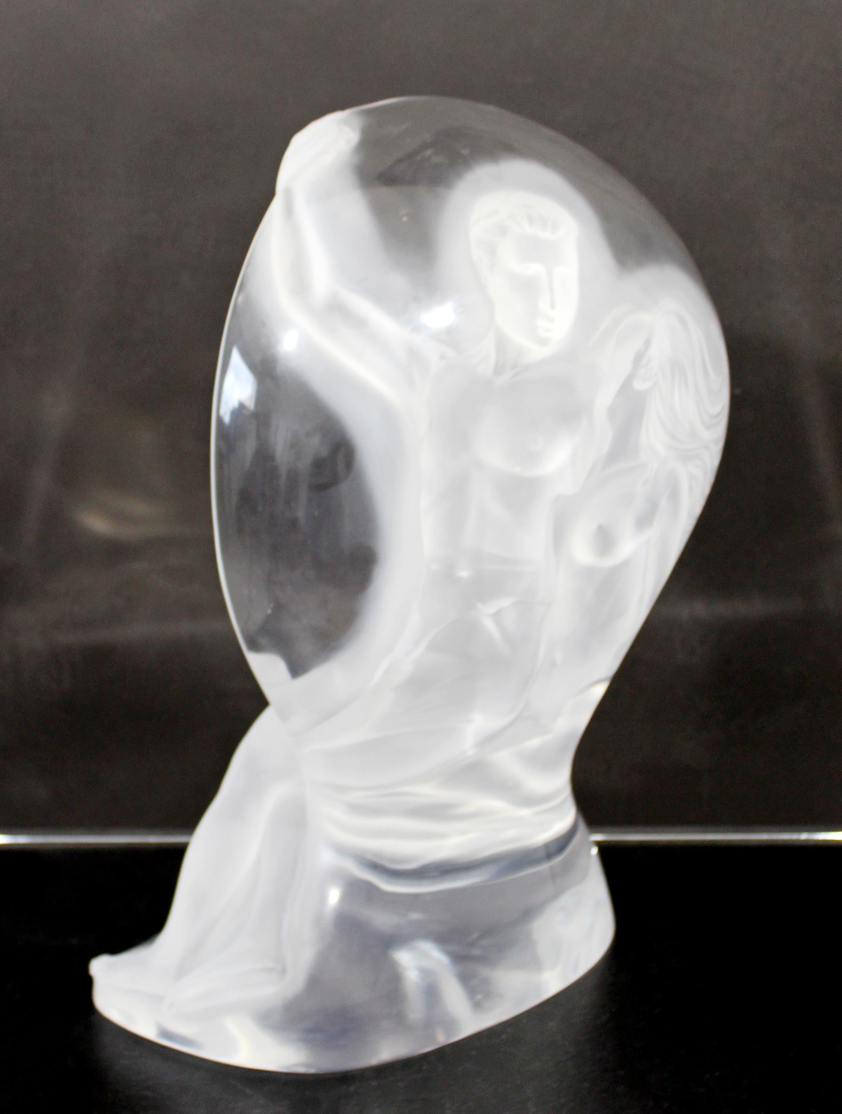 Contemporary Modern Lucite Table Sculpture Nude Couple Signed Frederick Hart 1