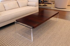 Contemporary Modern Lucite & Walnut Rectangular Coffee Table by Bolier for Decca
