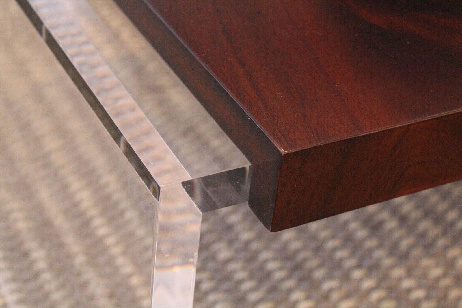 Contemporary Modern Lucite & Walnut Rectangular Coffee Table by Bolier for Decca 1