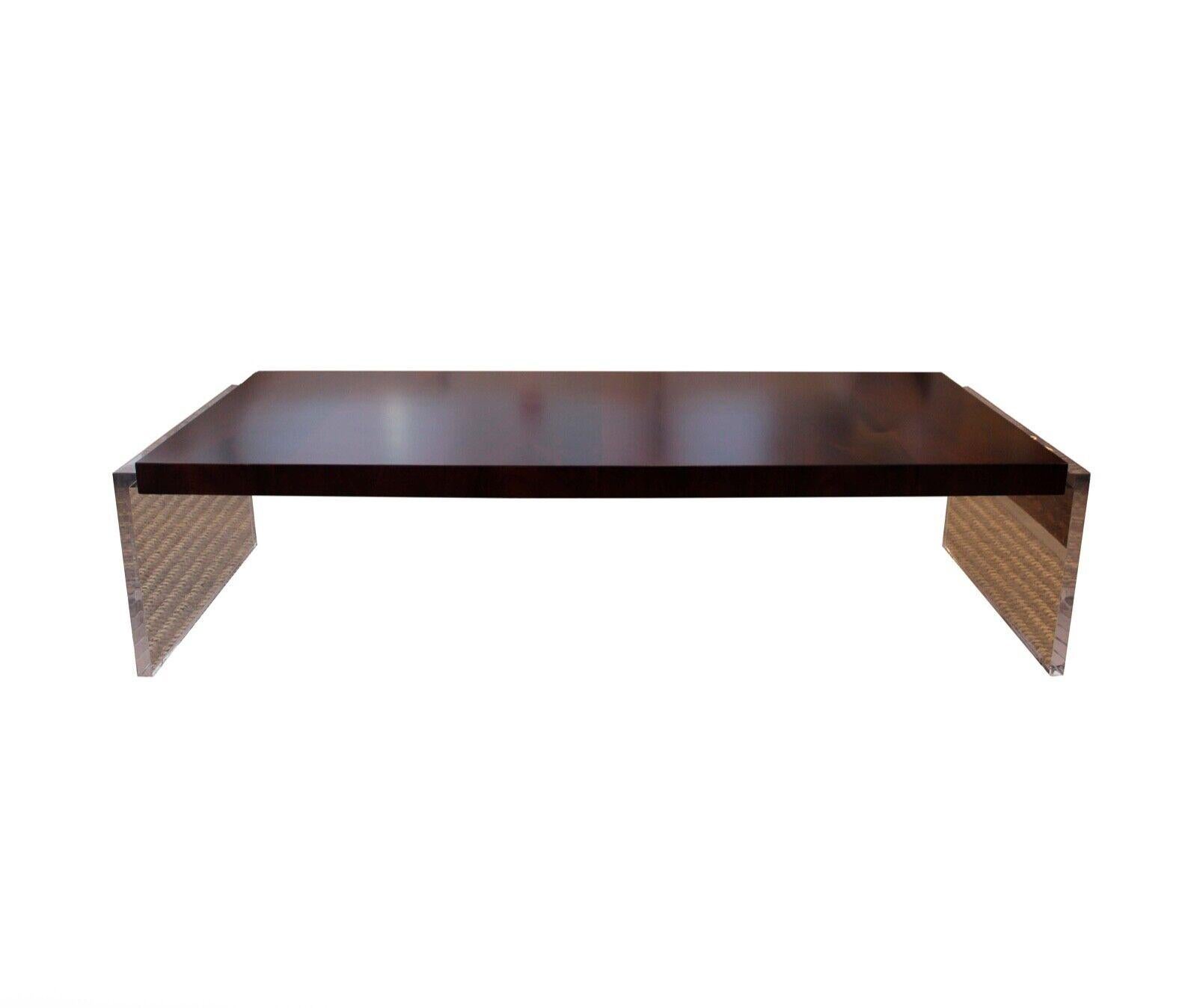 Contemporary Modern Lucite & Walnut Rectangular Coffee Table by Bolier for Decca 2