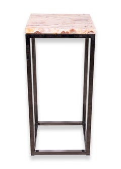 Contemporary Modern Marble & Chrome Square Pedestal