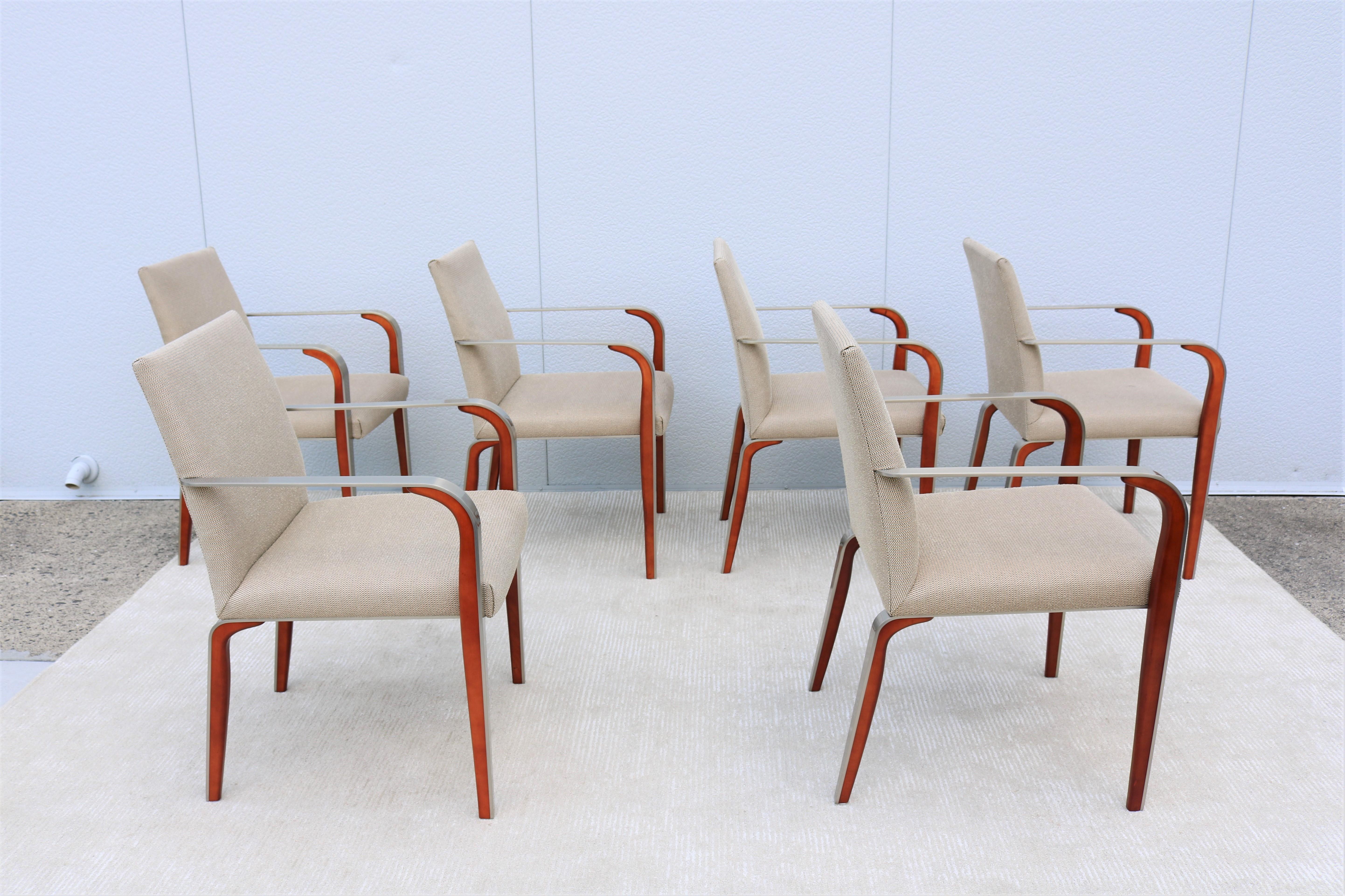 Steel Contemporary Modern Mark Goetz for Bernhardt Design Aria Armchairs - Set of 6