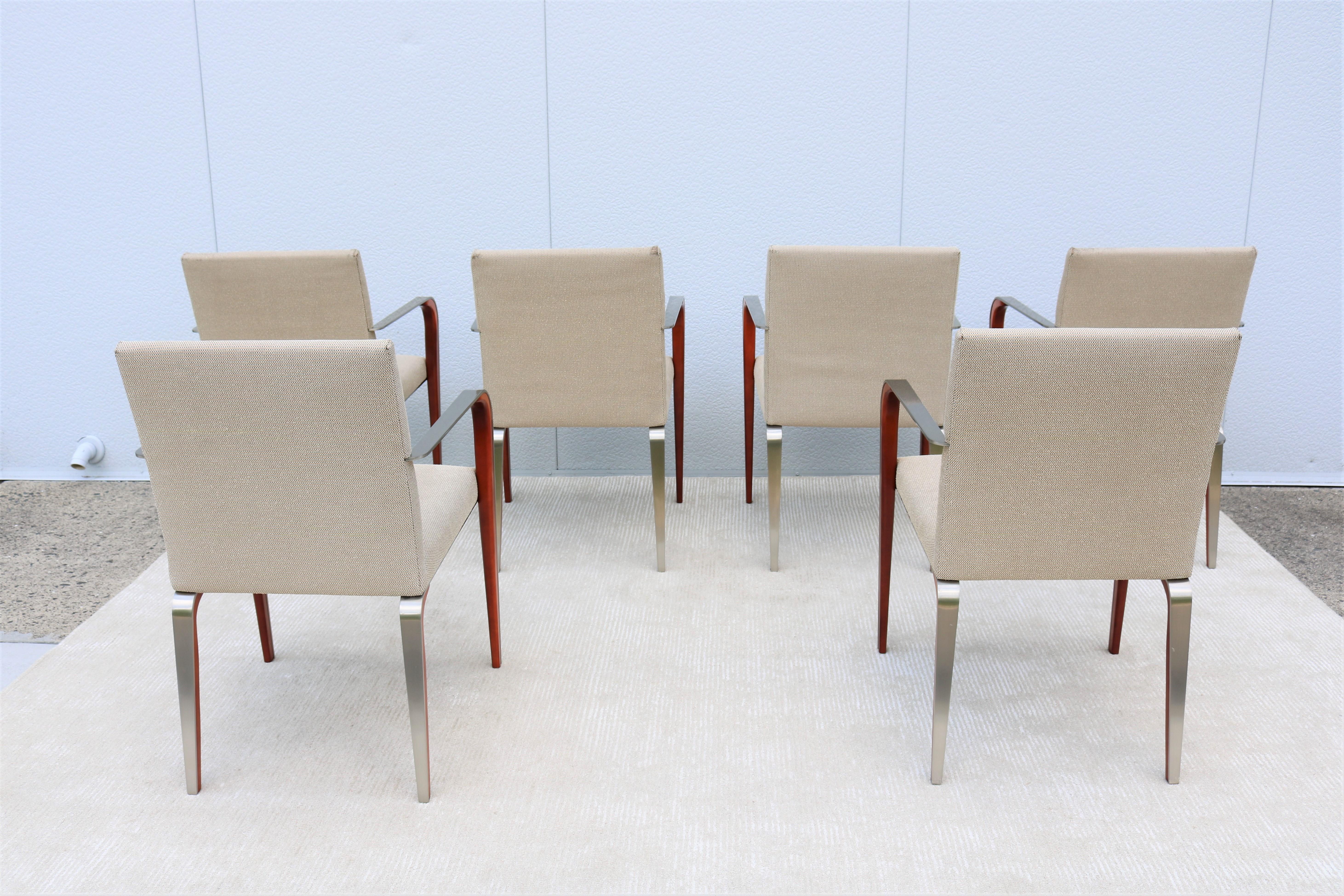 Contemporary Modern Mark Goetz for Bernhardt Design Aria Armchairs - Set of 6 1