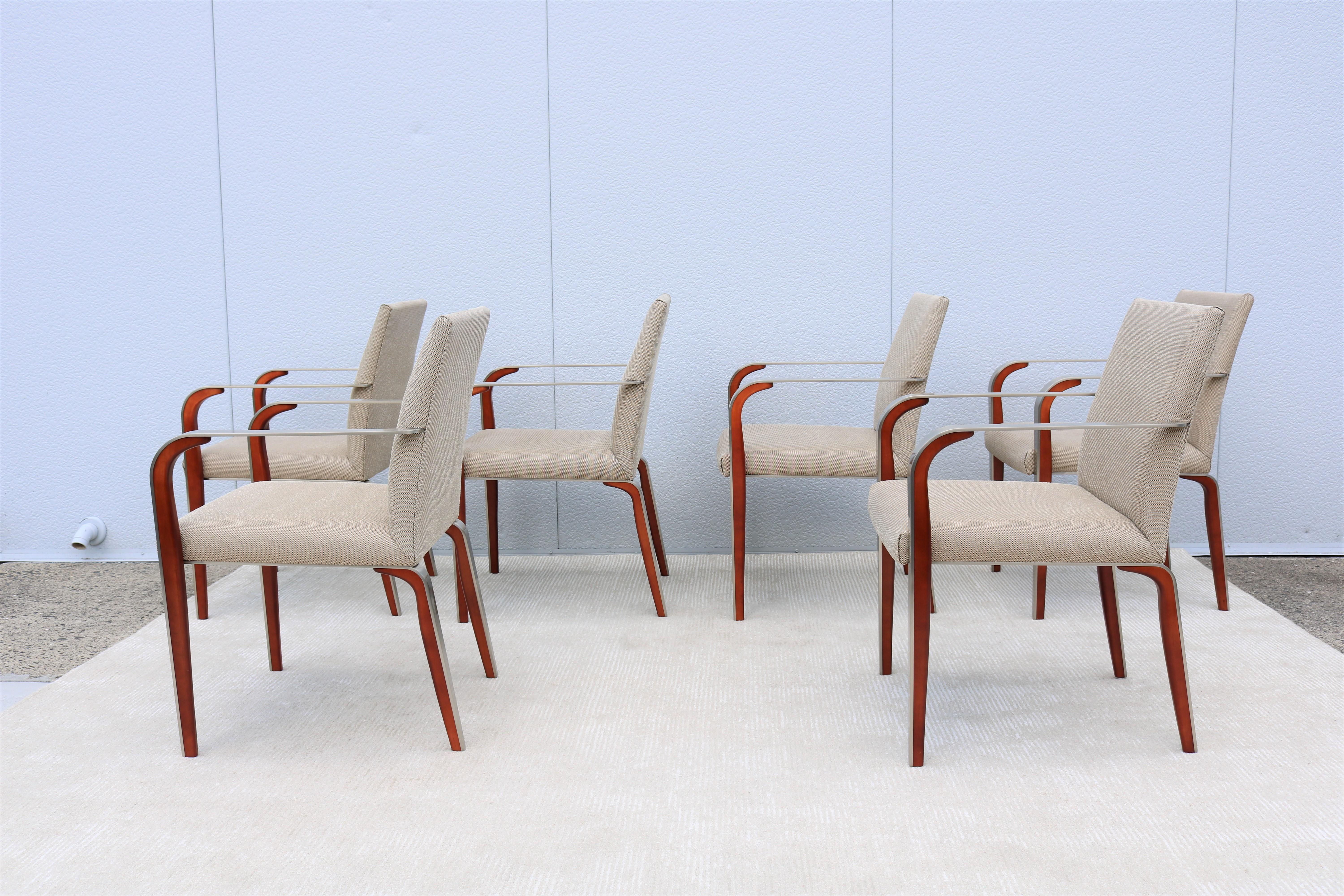 Contemporary Modern Mark Goetz for Bernhardt Design Aria Armchairs - Set of 6 2