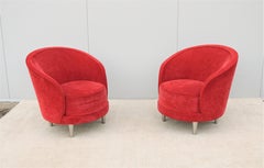 Contemporary Modern Martin Brattrud Kinsale Red Barrel Lounge Chairs, a Pair