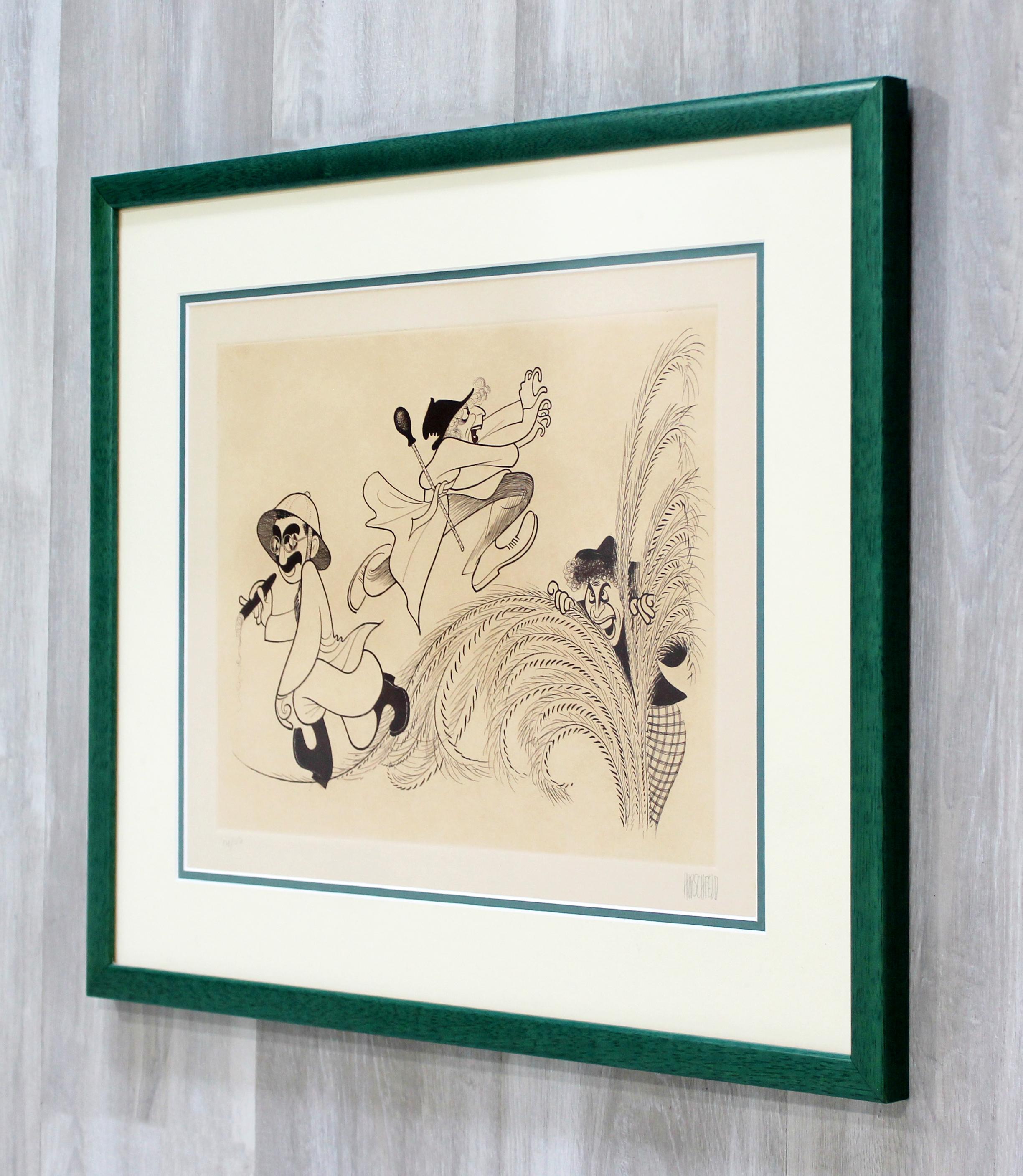 Contemporary Modern Marx Brothers Framed Lithograph Signed Al Hirschfeld 128/150 In Good Condition In Keego Harbor, MI
