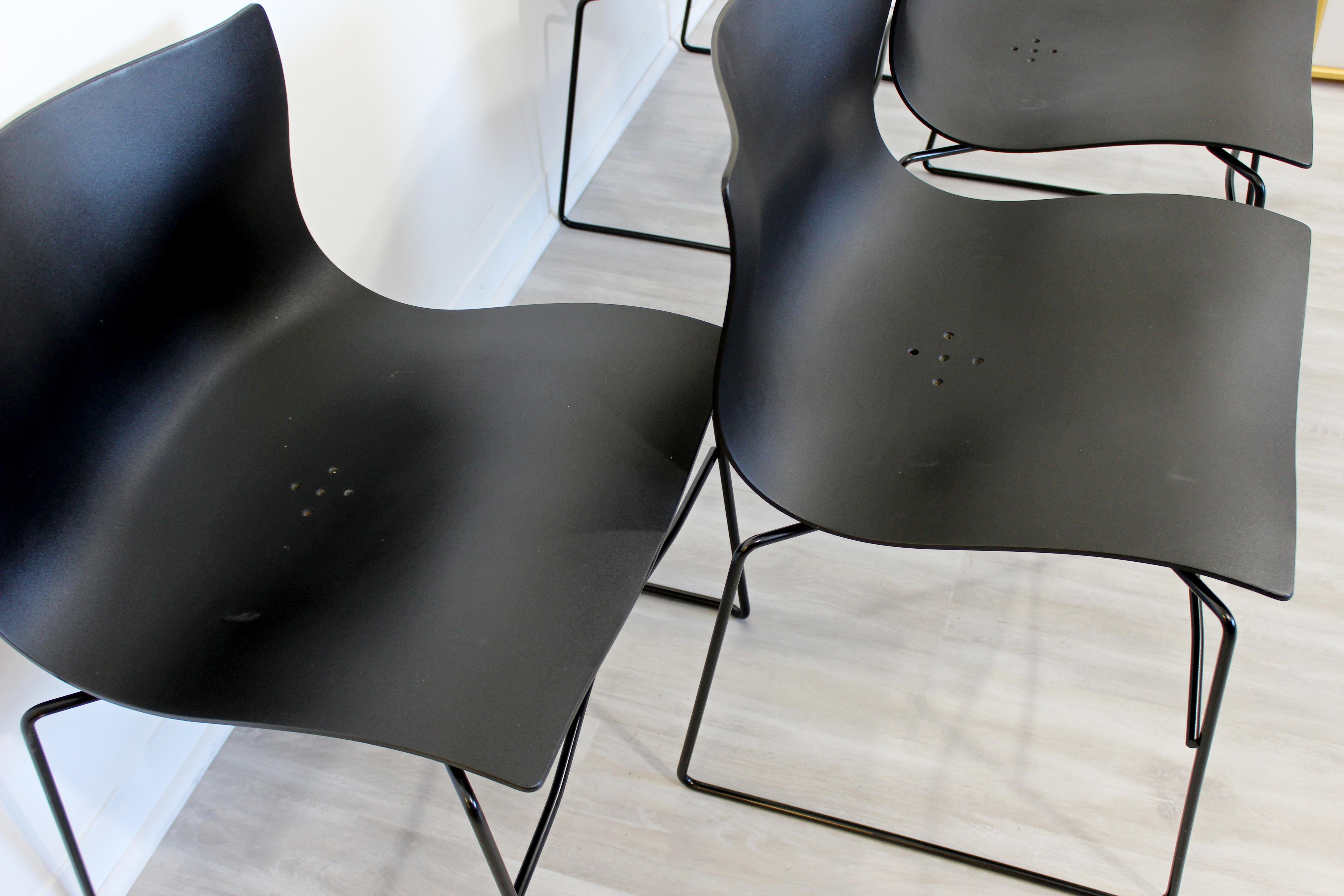 Italian Contemporary Modern Massimo Vignelli Knoll Set of 4 Handkerchief Side Chairs