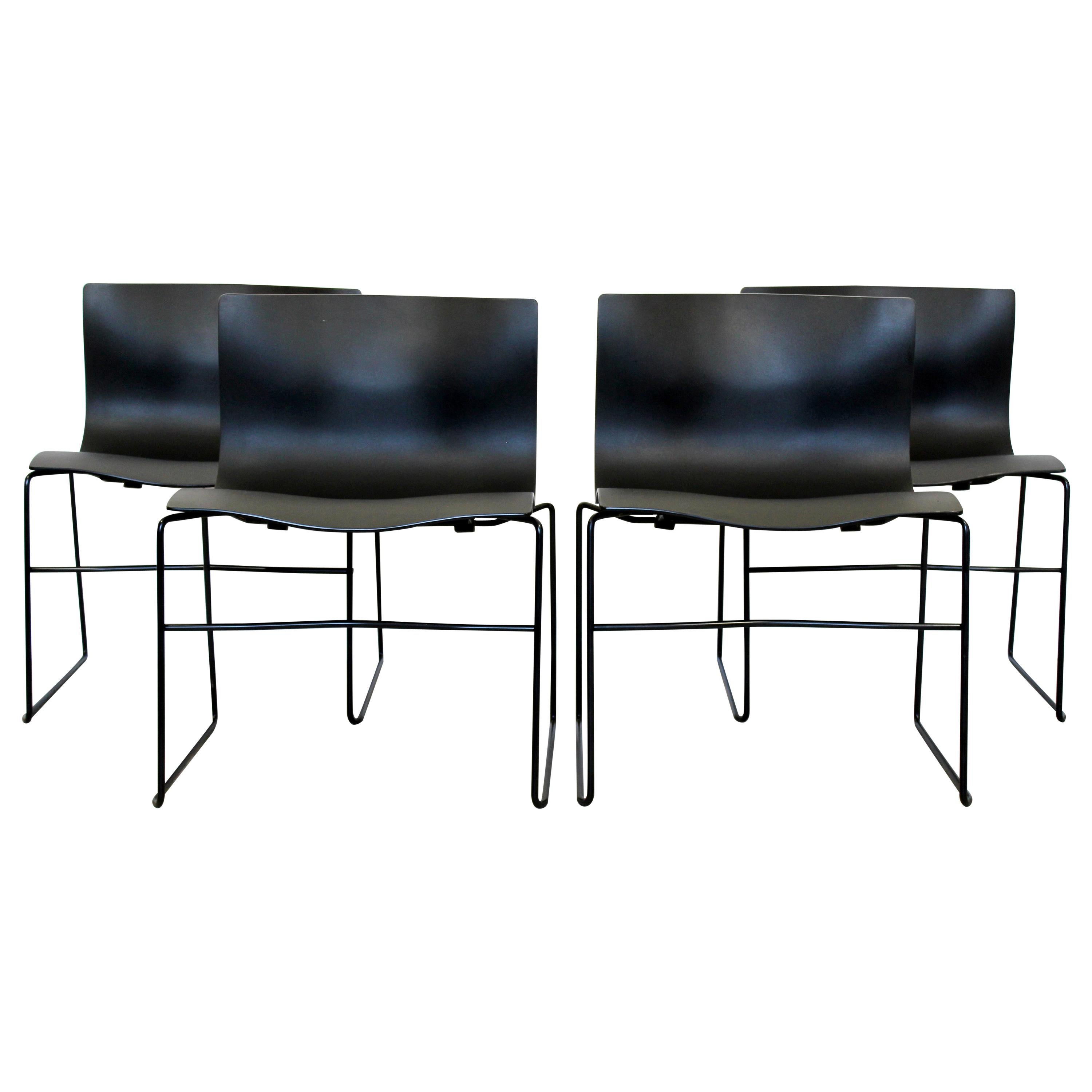 Contemporary Modern Massimo Vignelli Knoll Set of 4 Handkerchief Side Chairs