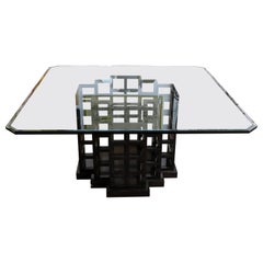 Contemporary Modern Massive Dakota Jackson Geometric Wood Cube Base Dining Table
