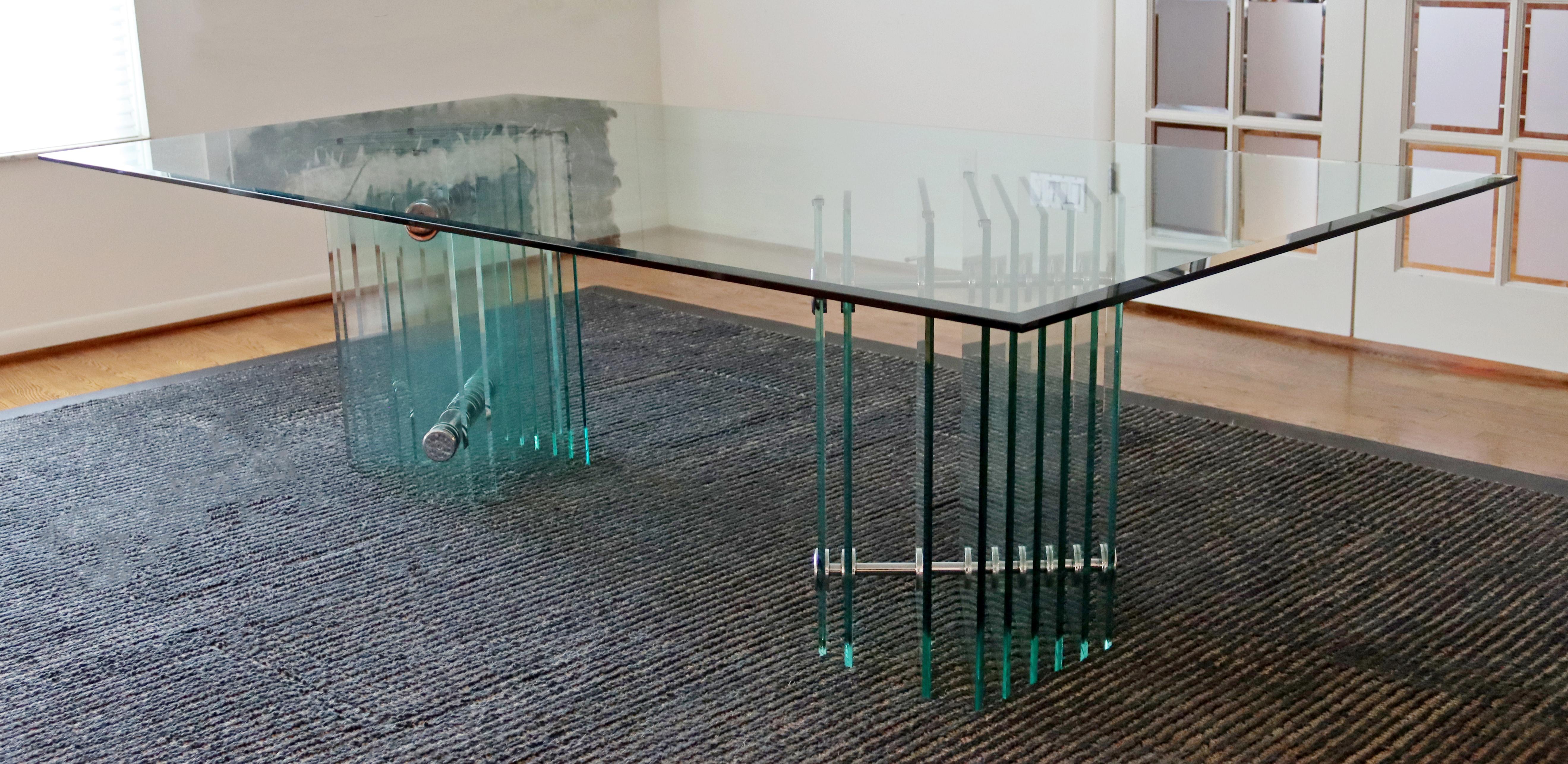 Late 20th Century Contemporary Modern Massive Pace Glass & Chrome Dining Table, 1970s