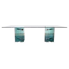 Contemporary Modern Massive Pace Glass & Chrome Dining Table, 1970s