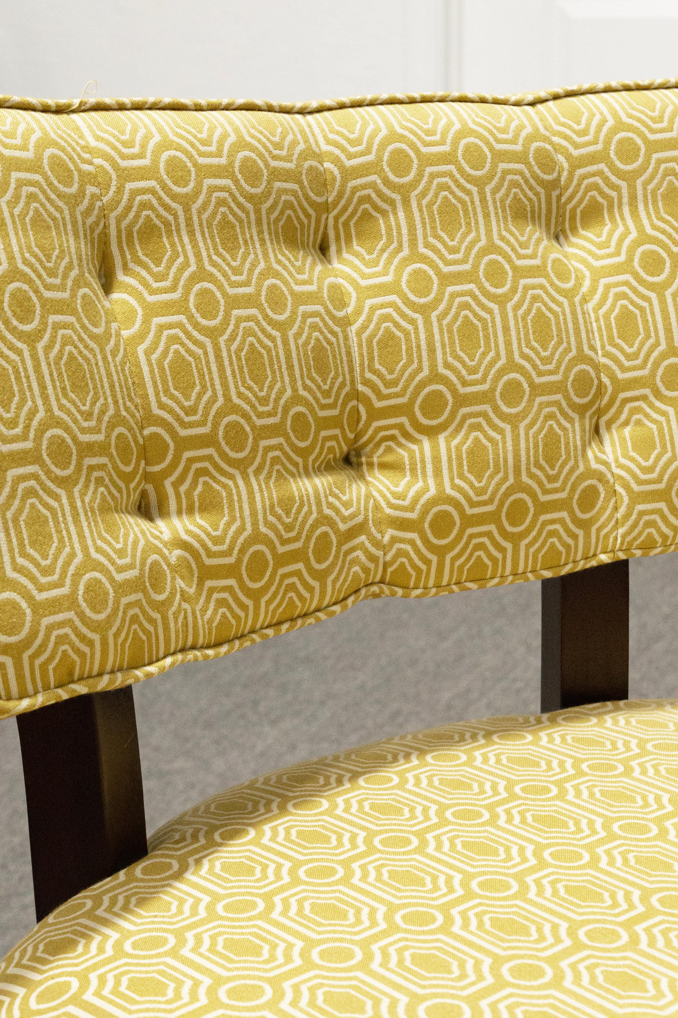 Unknown Contemporary Modern MCM Style Accent Chair with Wood Legs and Yellow Fabric For Sale