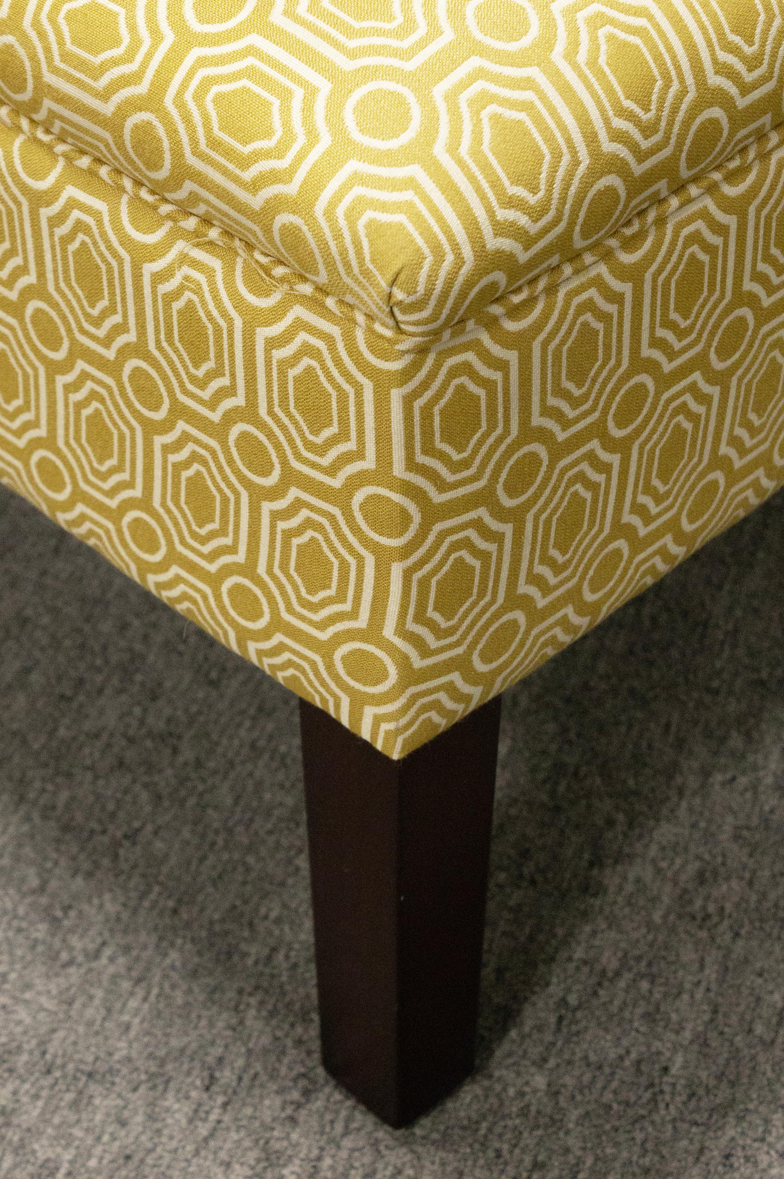 Contemporary Modern MCM Style Accent Chair with Wood Legs and Yellow Fabric In Good Condition For Sale In Keego Harbor, MI