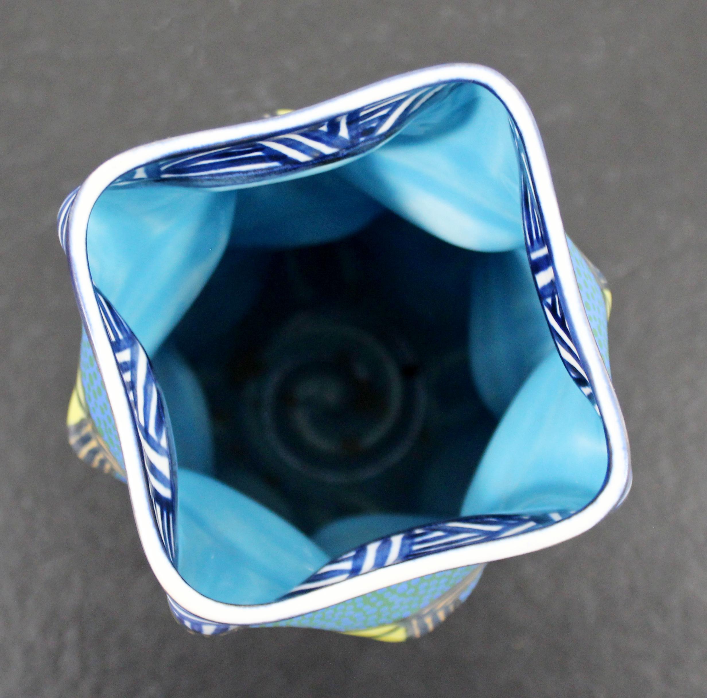American Contemporary Modern Memphis Signed Ceramic Art Vase Vessel George Bowes 1990s