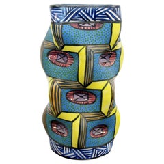 Contemporary Modern Memphis Signed Ceramic Art Vase Vessel George Bowes 1990s