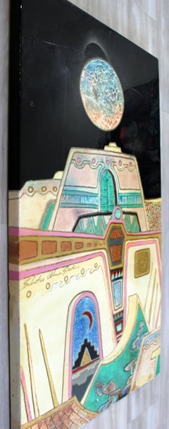 Contemporary Modern Memphis Style Acrylic Art Signed S.A. Scolin Southwest Orig