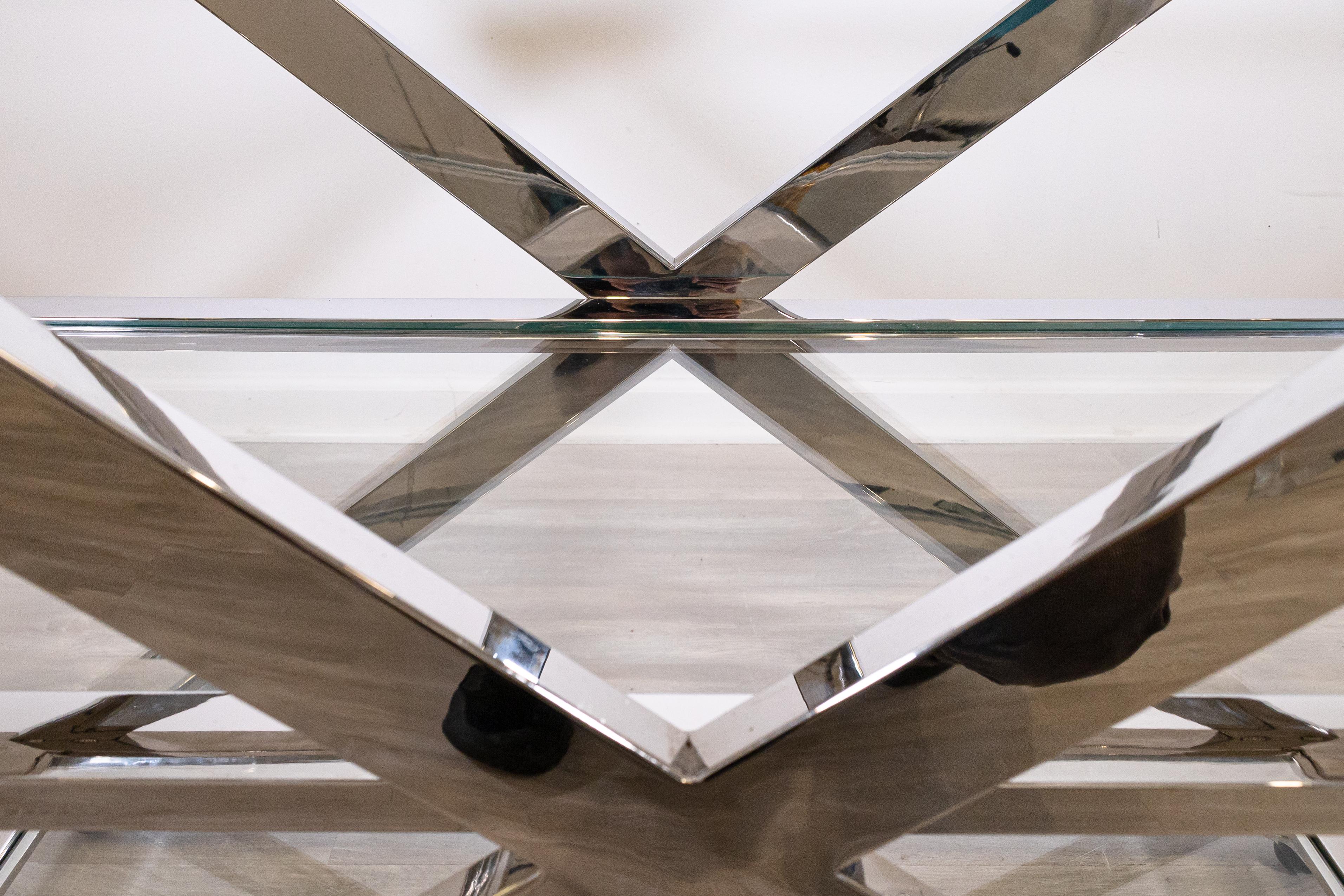 Contemporary Modern Milo Baughman Attr, 3 Tier Glass and Chrome Server Bar Cart 5