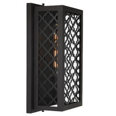 Contemporary Modern Minimal Exterior Flush Mount Lantern with Decorative Grid