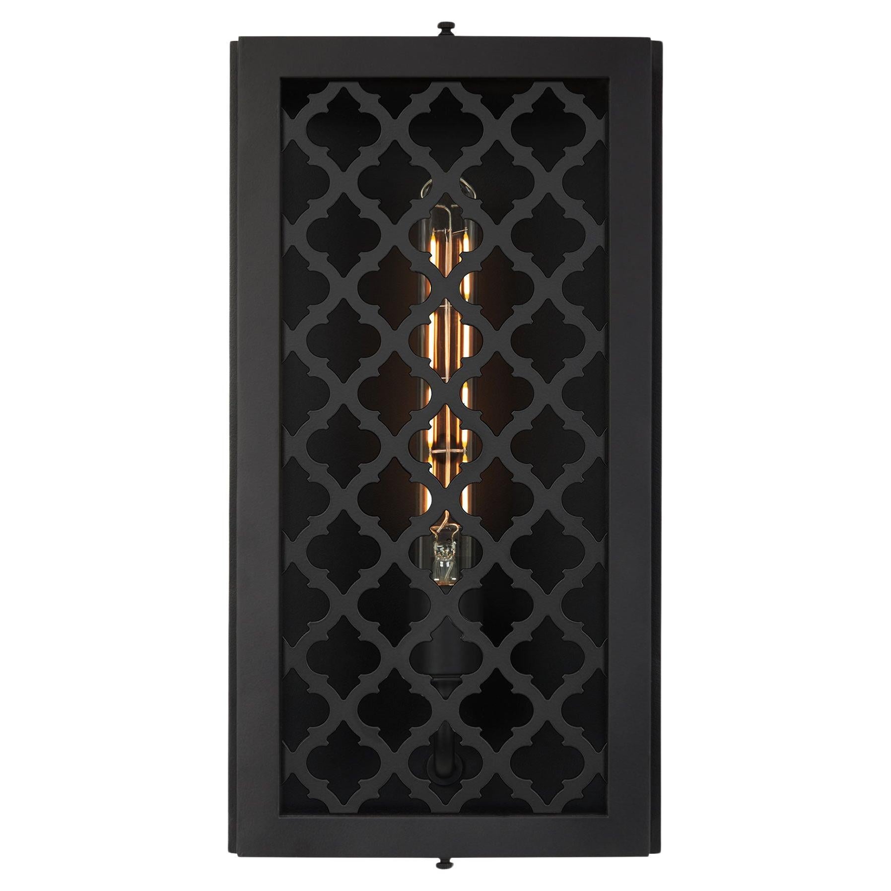 Contemporary Modern Minimal Exterior Flush Mount Lantern with Decorative Grid