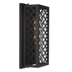 Contemporary Modern Minimalist Exterior Flush Mount Lantern with Decorative Grid