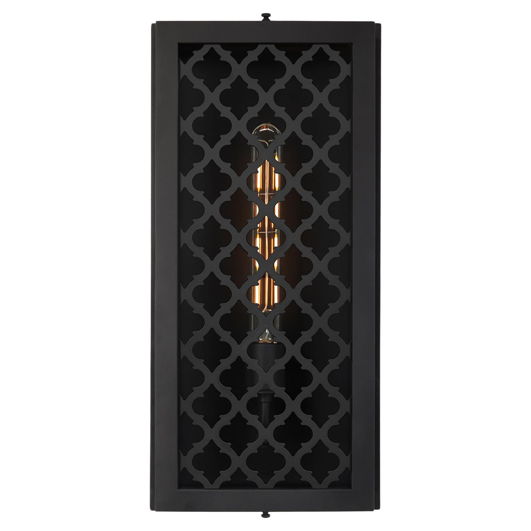 Contemporary Modern Minimalist Exterior Flush Mount Lantern with Decorative Grid