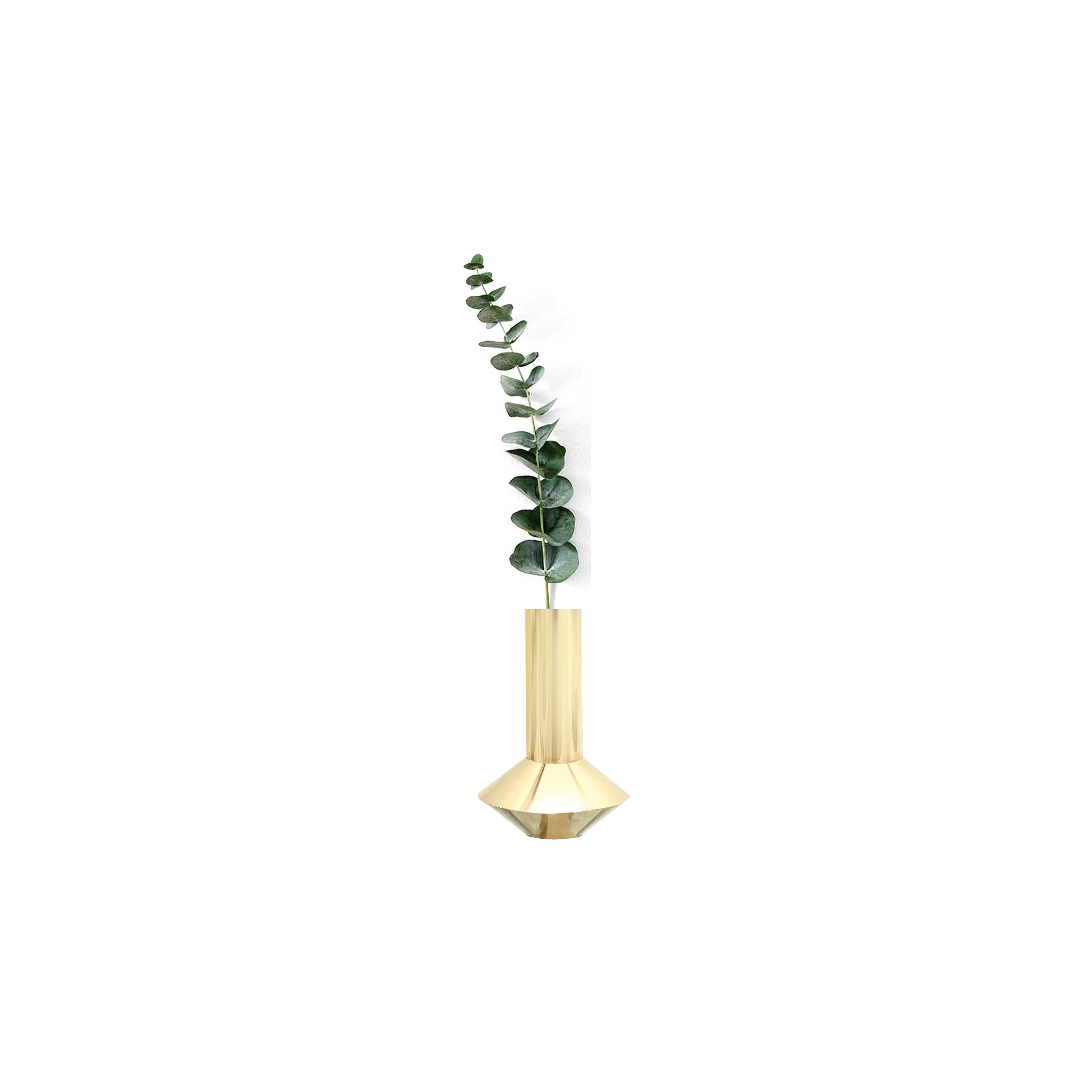 Turned Contemporary, Modern, Minimalist, Solid Swedish Brass Vase For Sale