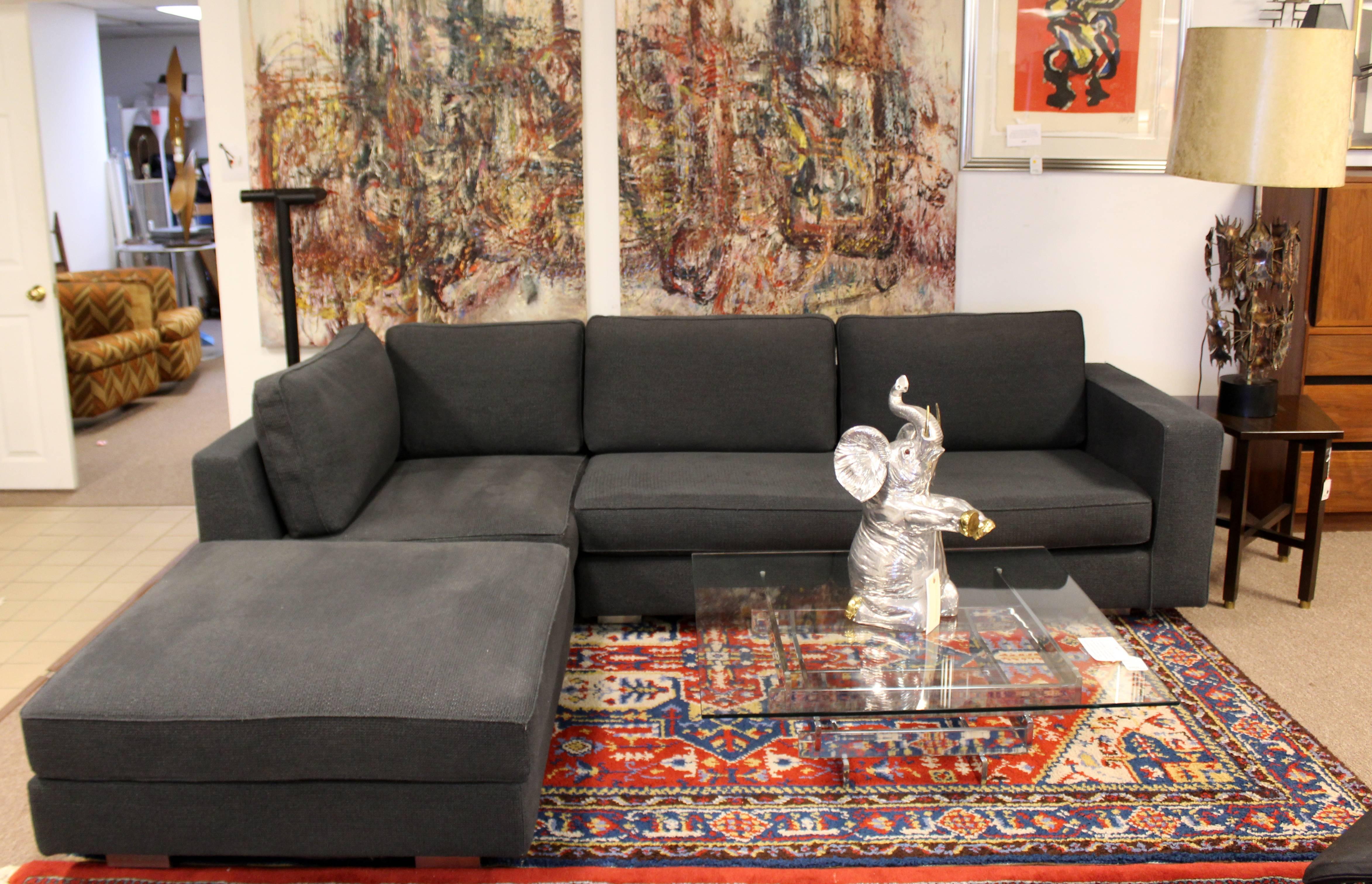 Contempor�áneo Moderno Minotti Hilton Sofá Seccional Dos Piezas Gris Azul Italiano 2