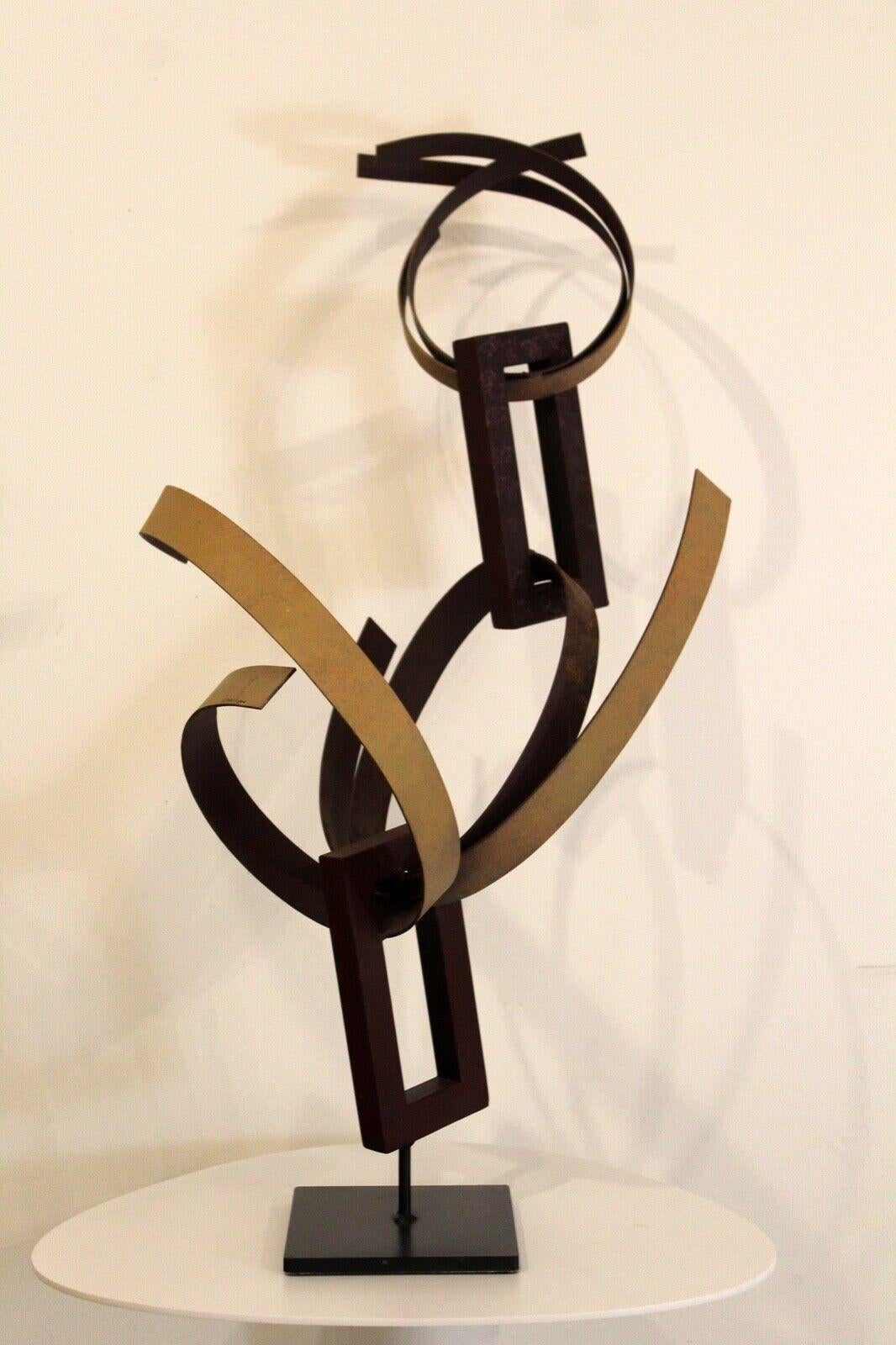 Contemporary Modern Mixed Metal Abstract Jere Circle Sculpture Signed 2003 In Good Condition In Keego Harbor, MI