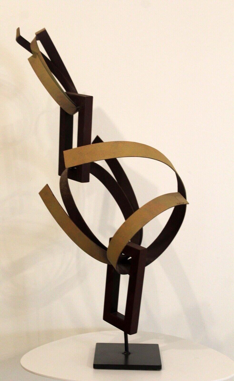 Contemporary Modern Mixed Metal Abstract Jere Circle Sculpture Signed 2003 1