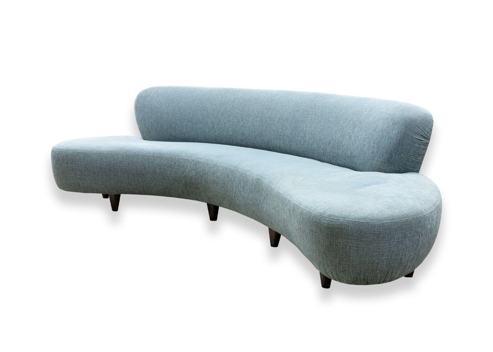 Contemporary Modern Modernica Style Baby Blue Cloud Sofa with Walnut Legs In Good Condition In Keego Harbor, MI