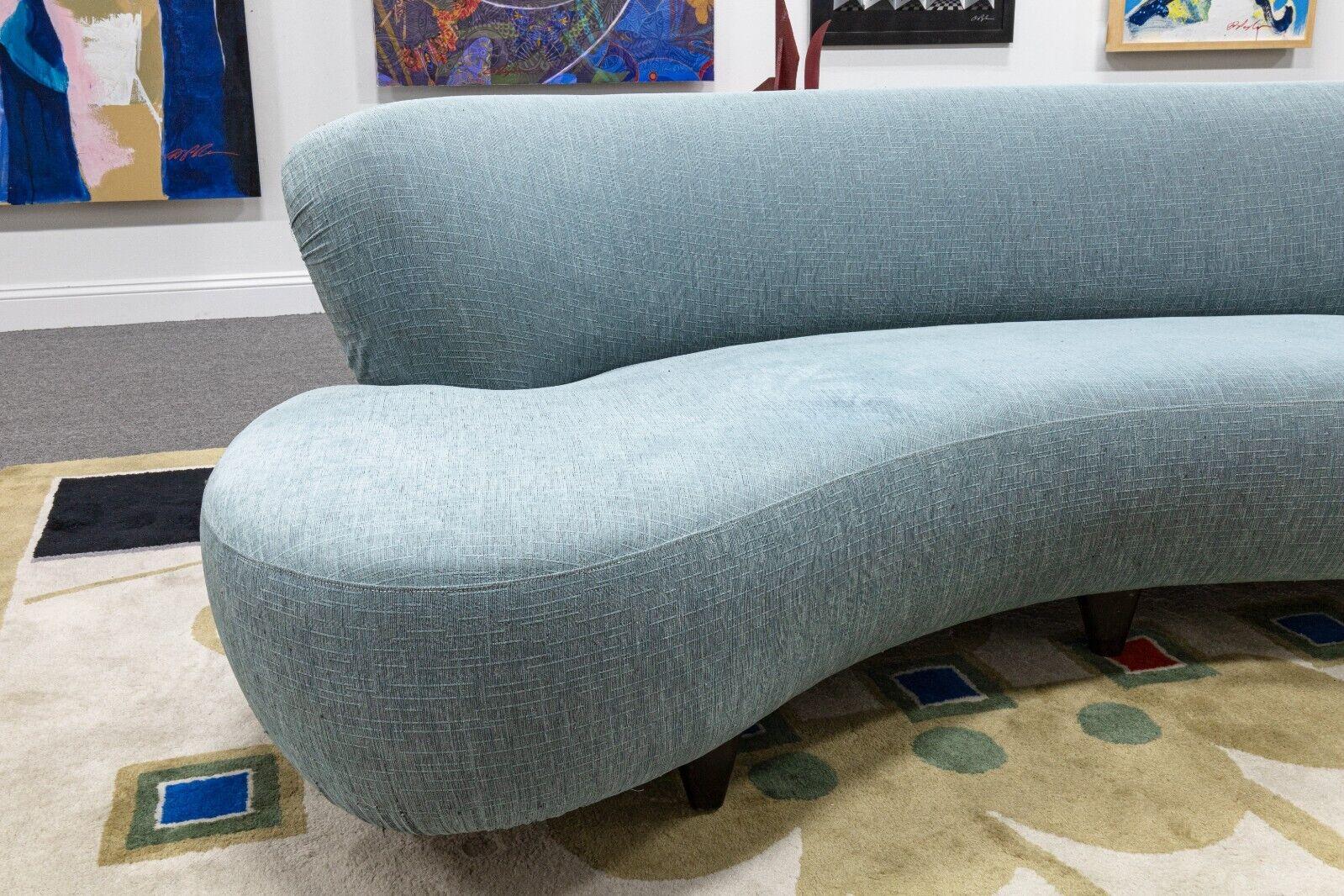 Contemporary Modern Modernica Style Baby Blue Cloud Sofa with Walnut Legs 1