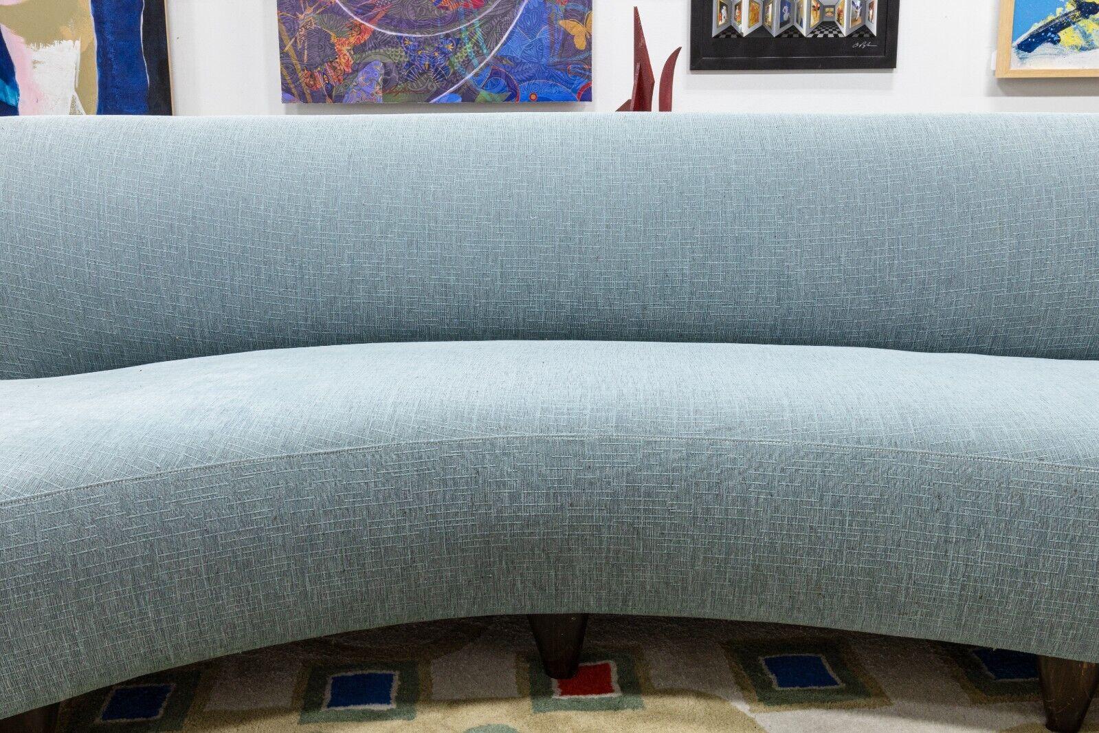 Contemporary Modern Modernica Style Baby Blue Cloud Sofa with Walnut Legs 2