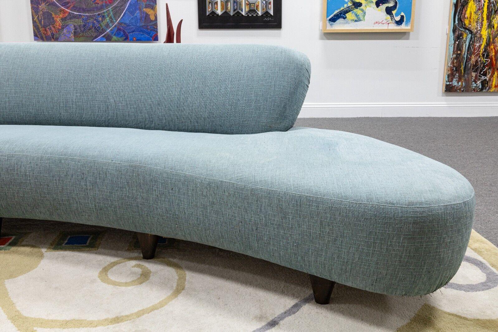 Contemporary Modern Modernica Style Baby Blue Cloud Sofa with Walnut Legs 3