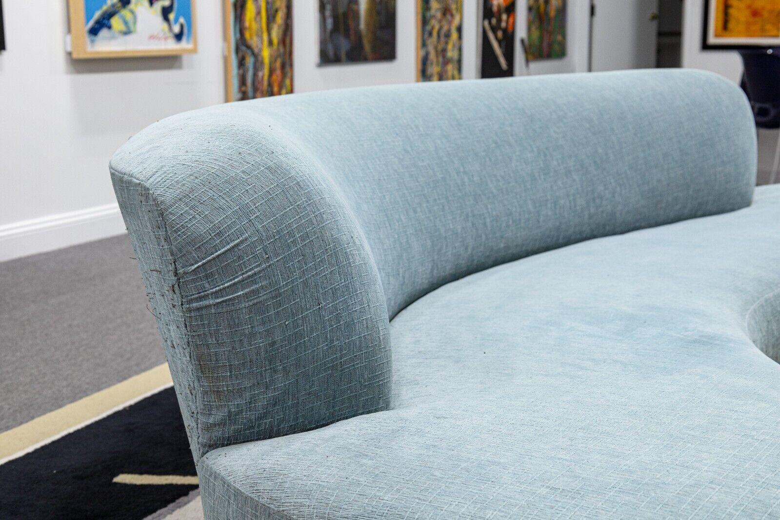 Contemporary Modern Modernica Style Baby Blue Cloud Sofa with Walnut Legs 4