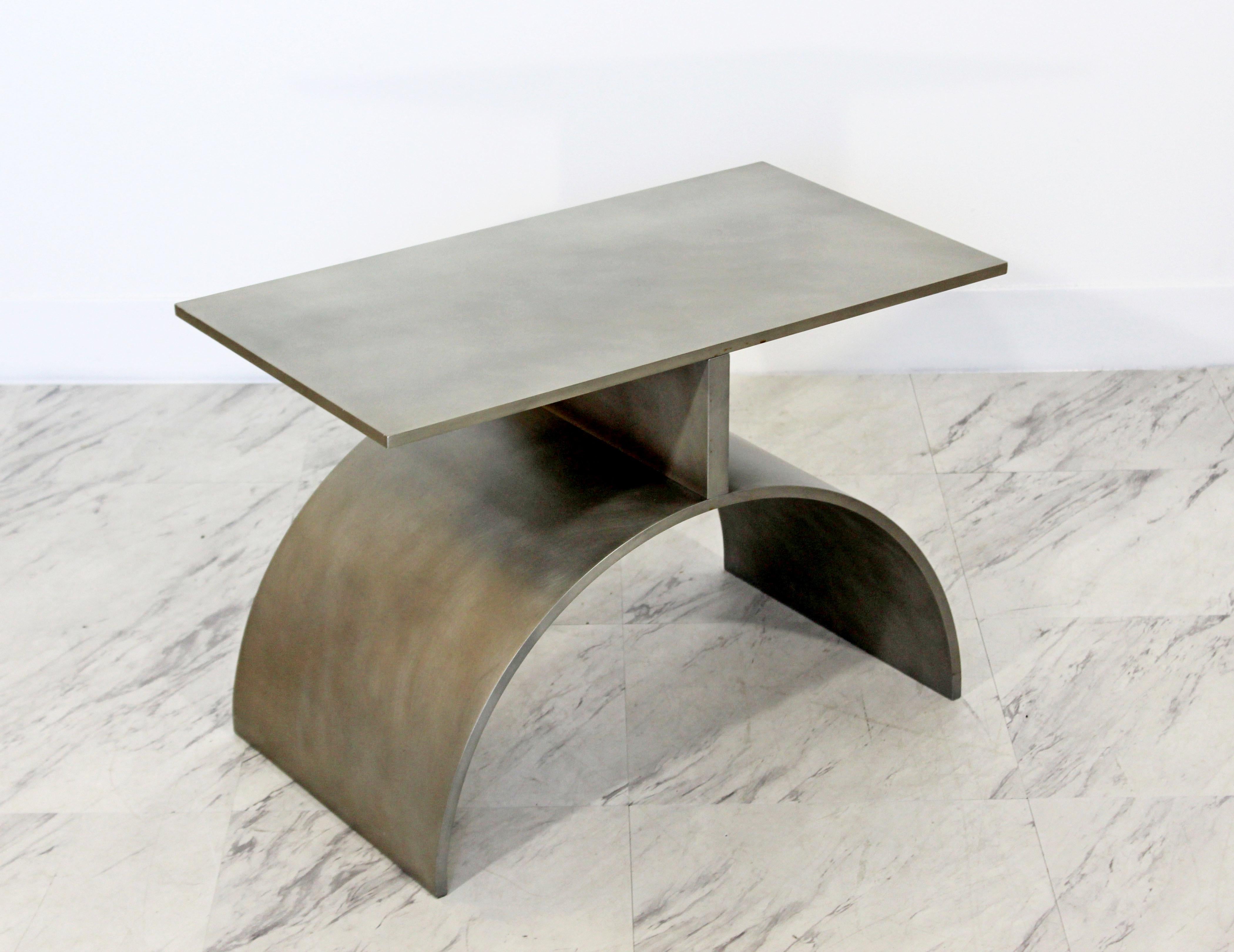 American Contemporary Modern Modernist John Nesci Att. Brushed Aluminum Side End Table