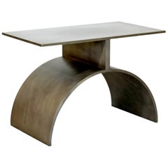 Contemporary Modern Modernist John Nesci Att. Brushed Aluminum Side End Table