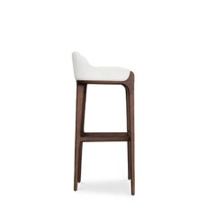 Contemporary Modern Moka White Vellutino Bar Chair by Caffe Latte