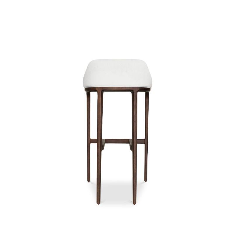 Portuguese Contemporary Modern Moka White Vellutino Bar Chair by Caffe Latte For Sale
