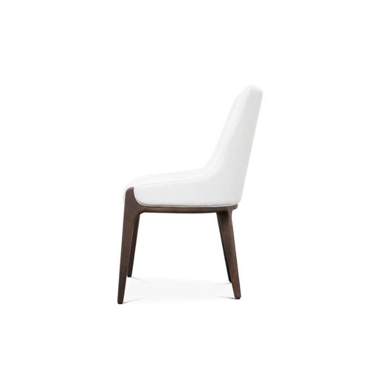 Portuguese Contemporary Modern Moka White Vellutino Dining Chair by Caffe Latte For Sale