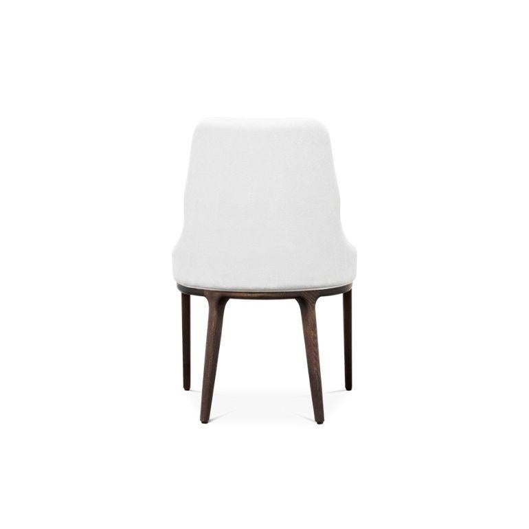 Bronzed Contemporary Modern Moka White Vellutino Dining Chair by Caffe Latte For Sale