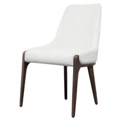 Contemporary Modern Moka White Vellutino Dining Chair by Caffe Latte