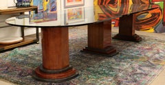 Contemporary Modern Monumental Rosewood Granite Glass Dining Conference Table